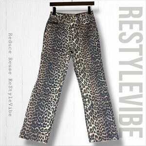 OAT Women’s Size 2/26 Denim Jeans Leopard Animal Cheetah Print Stretch High Rise